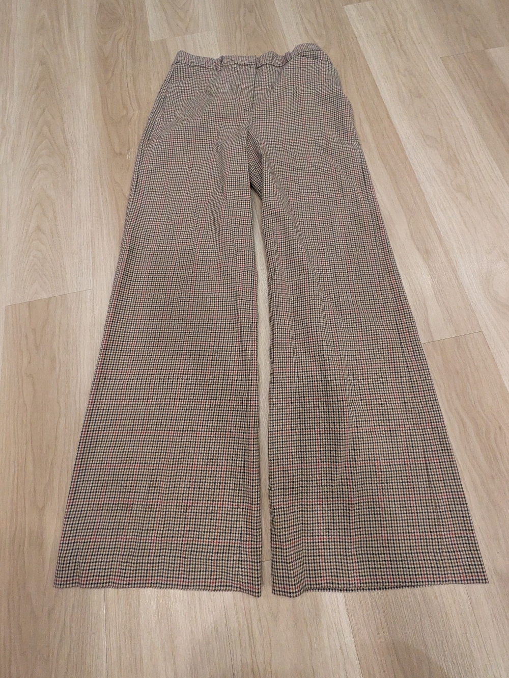 Theory Brown Plaid Trousers Size 8 Wool Blend